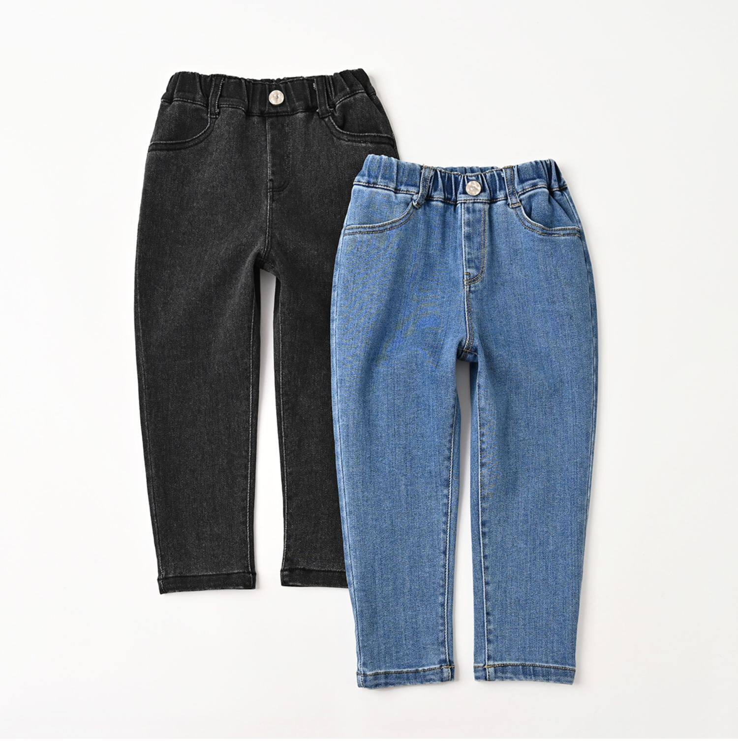 Детские джинсы для мальчиков, эластичные осенние штаны, подходят для подростков     