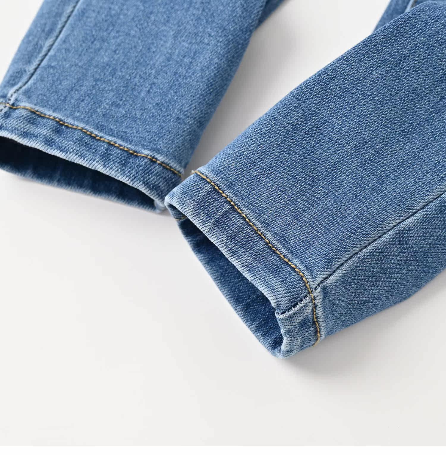 Детские джинсы для мальчиков, эластичные осенние штаны, подходят для подростков     