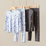 Детская мультяшная пижама, комбинезон, штаны, набор для мальчиков, лонгслив, осеннее нижнее белье, круглый воротник