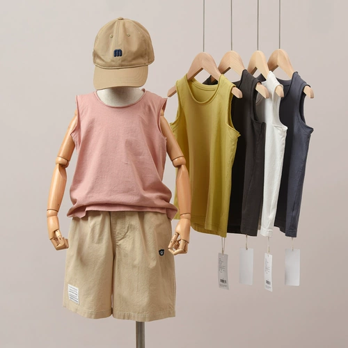 Хлопковая детская мягкая тонкая майка топ для мальчиков, футболка без рукавов, летняя одежда, подходит для подростков