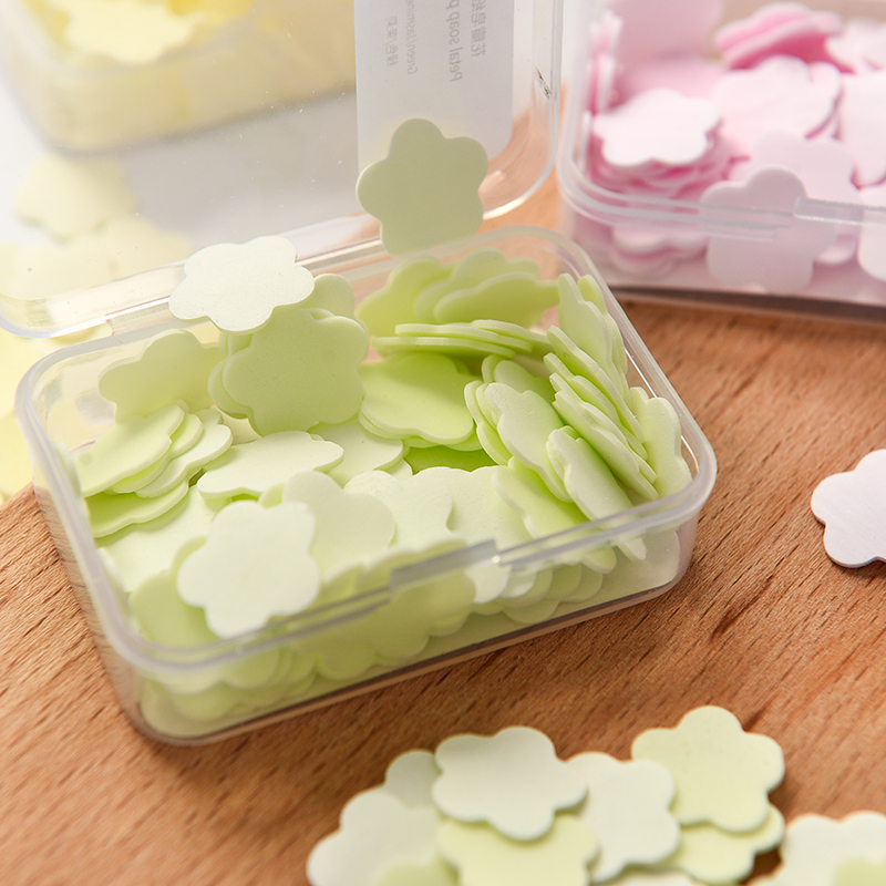 Three boxes of portable JUN soap paper disposable hand washing small soap flakes petal soap paper