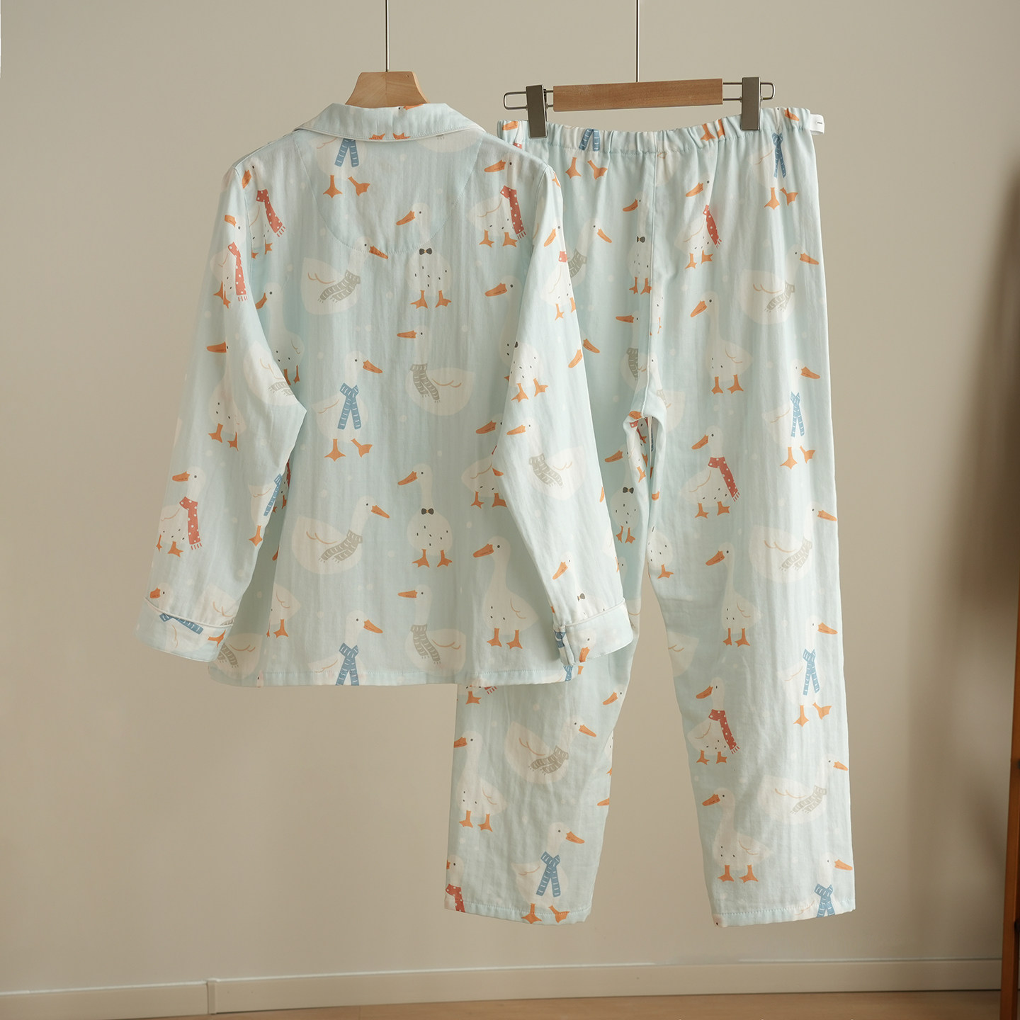 Women's Double-Layer Gauze Pure Cotton Maternity Wear, Nursing Pajamas, Loose-Fitting Home Wear Set for Pregnancy and Postpartum, Spring and Autumn Style — 7