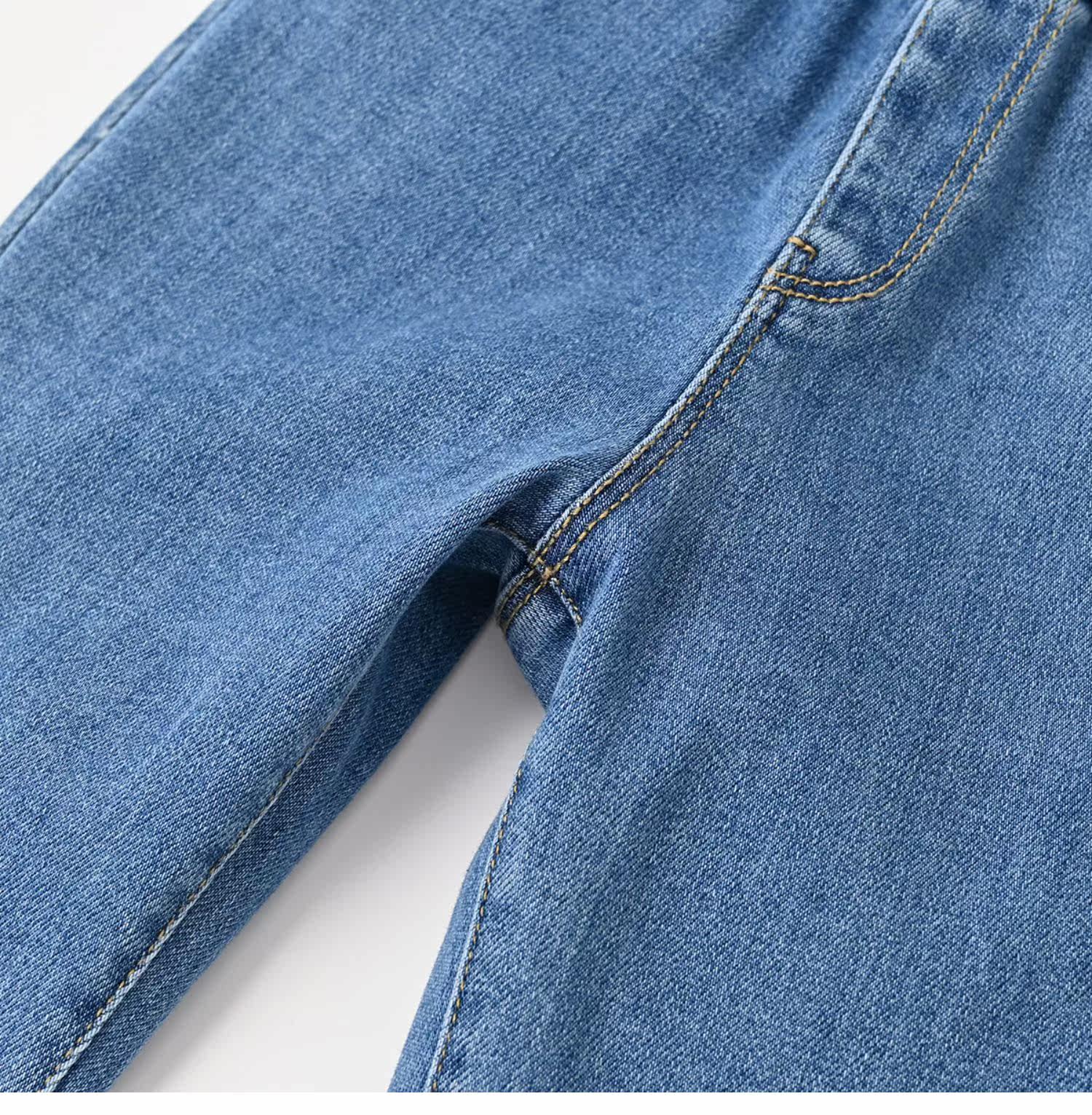 Детские джинсы для мальчиков, эластичные осенние штаны, подходят для подростков     