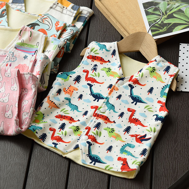 Áo vest trẻ em cotton cho bé đan áo len đan hai bên Mặc áo vest bé trai và bé gái quần áo trẻ em đẹp