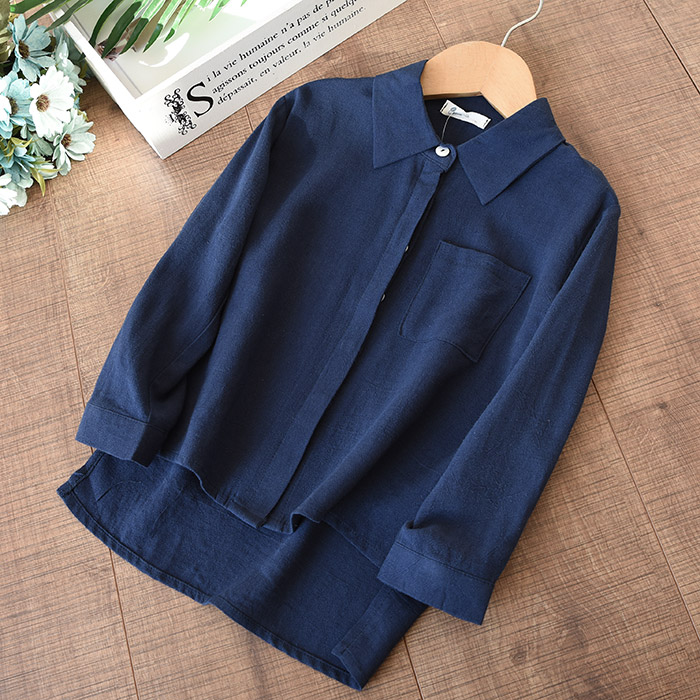 Mã lỗi xử lý vải lanh pha trộn lụa bé trai và bé gái áo dài tay áo trẻ em mùa thu shop quan ao tre em