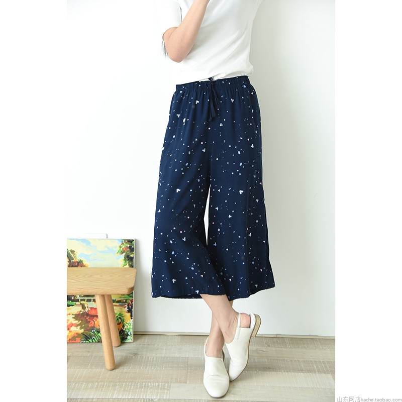 Màu sắc mới draping mịn màng và mềm mại thoải mái bông quần chân rộng phụ nữ cắt quần mùa hè ăn mặc mẹ cũng thích mặc mẫu áo sơ mi cho u60