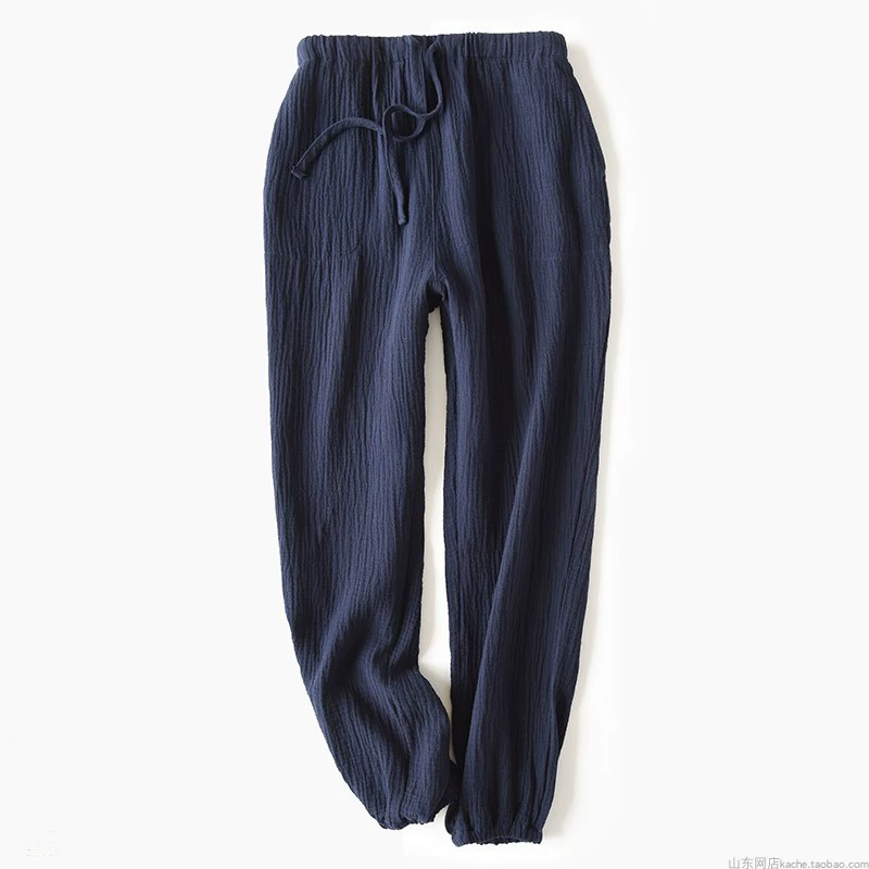 Quần cotton nam giặt quần crepe đôi mùa hè Quần mỏng quần chống muỗi mùa thu quần short nữ