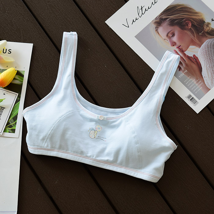 Áo lót cotton tuổi teen Không có vòng thép cốc mỏng Đồ lót học sinh Bốn mùa mặc được áo lót mỏng