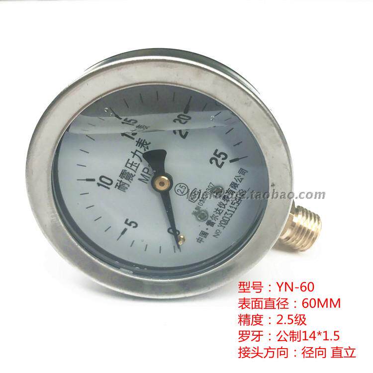 Direct sales of LEERDA shell stainless steel pressure gauge HYDRAULIC seismic shockproof earthquake resistant pressure gauge YN-60 40MPA
