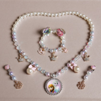 Girls and children baby girls jewelry Frozen Princess Pearl Necklace Bracelet Jewelry Set June 1 Gift