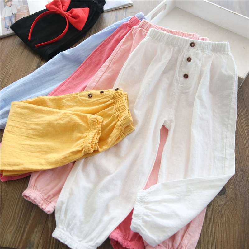 Yang Pi~Girls Cotton Flash Anti - mosquito pants Han Edition children's relaxed cotton lamps pants in spring and summer new models