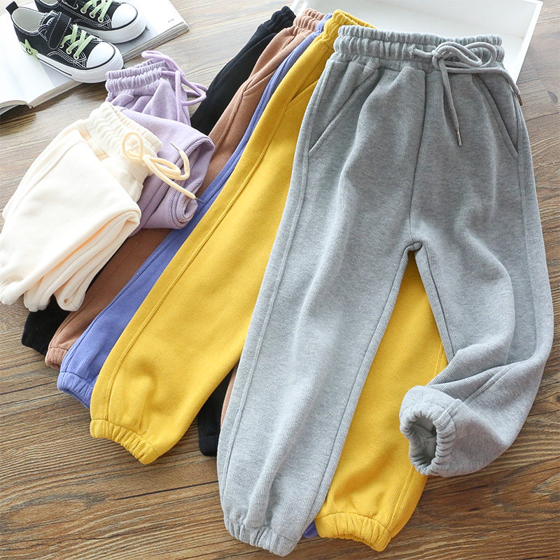 Western style all-match ~ boys and girls cotton parent-child sports pants, children's casual thick cotton pants, baby autumn and winter trousers