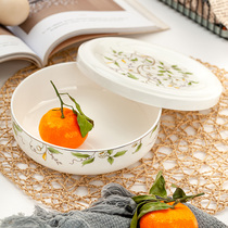 Jinyu Tangshan bone china 7 inch nest bowl with porcelain lid large Bowl 7 inch cover Bowl ceramic with lid microwave stove Bowl