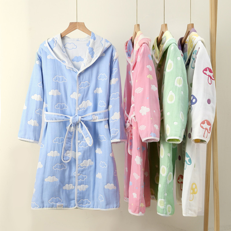 Children's Bathrobe for Boys and Girls, Pure Cotton Gauze, Quick-Drying, Absorbent Towel Material, Bath Towel, Cloak, Baby Bathrobe
