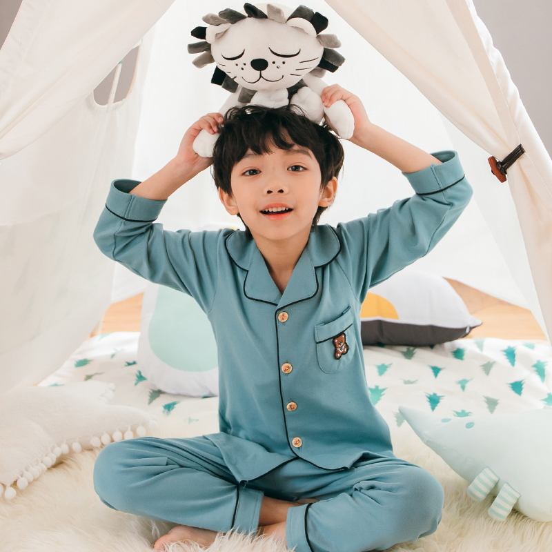 Child Sleepwear Spring Autumn Season Thin baby pure cotton suit Long sleeves All cotton Boy Full cotton Boy fall home in the winter