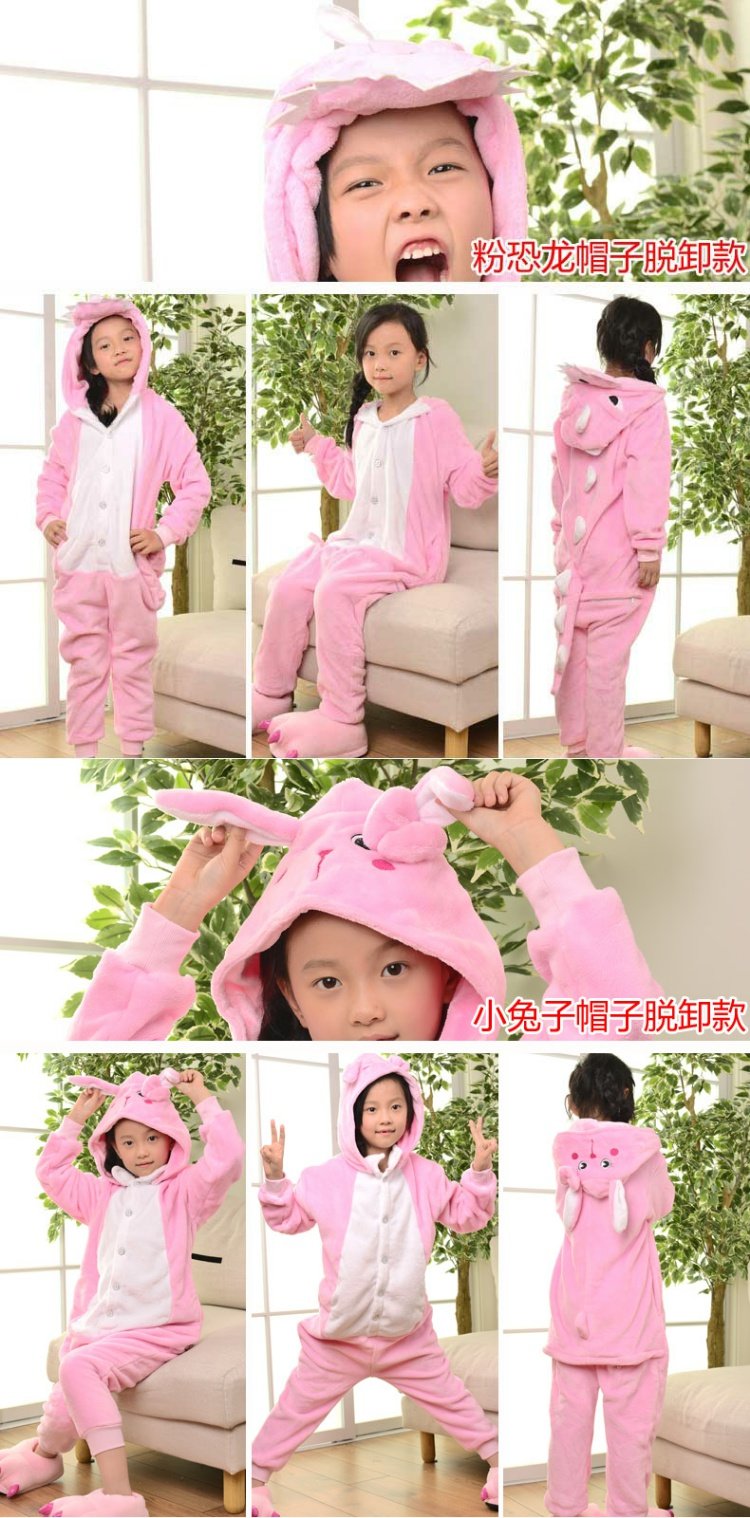 Bộ đồ ngủ trẻ em Xiêm Boy Boy Hoạt hình mùa đông Động vật khủng long nhỏ Chống đá dày Flannel Cô gái Nhà vệ sinh áo liền quần cho bé chính hãng