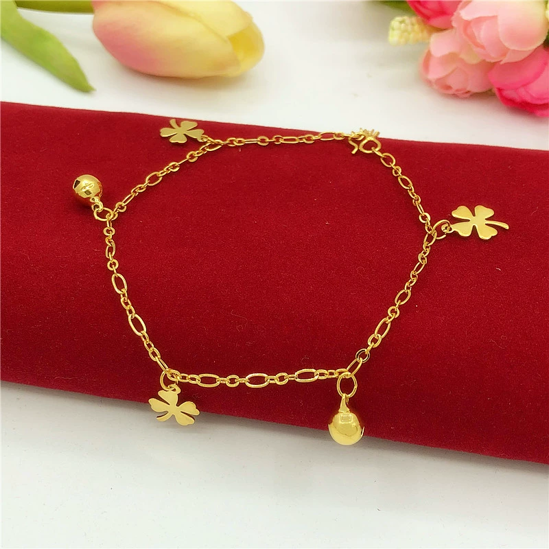 New Shajin Anklet Women Sexy Joker Eurocoin Trang sức 24k Đồng mạ vàng giả Sao vàng Chuyển Bell Anklet - Vòng chân