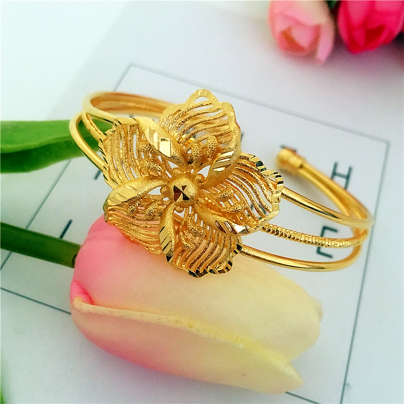 Mới mô phỏng vòng tay vàng cát nữ đám cưới cô dâu mờ hoa vòng tay khai mạc gió quốc gia 24K vòng tay mạ vàng vòng tay ngọc trai