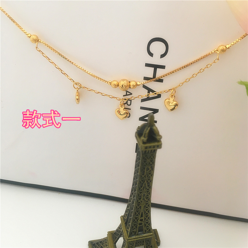 Vòng chân nữ mới Shajin phiên bản Hàn Quốc của vòng đeo tay tình yêu mạ vàng 24K đơn giản, vòng chân giả vàng không phai vòng đeo chân cho nữ