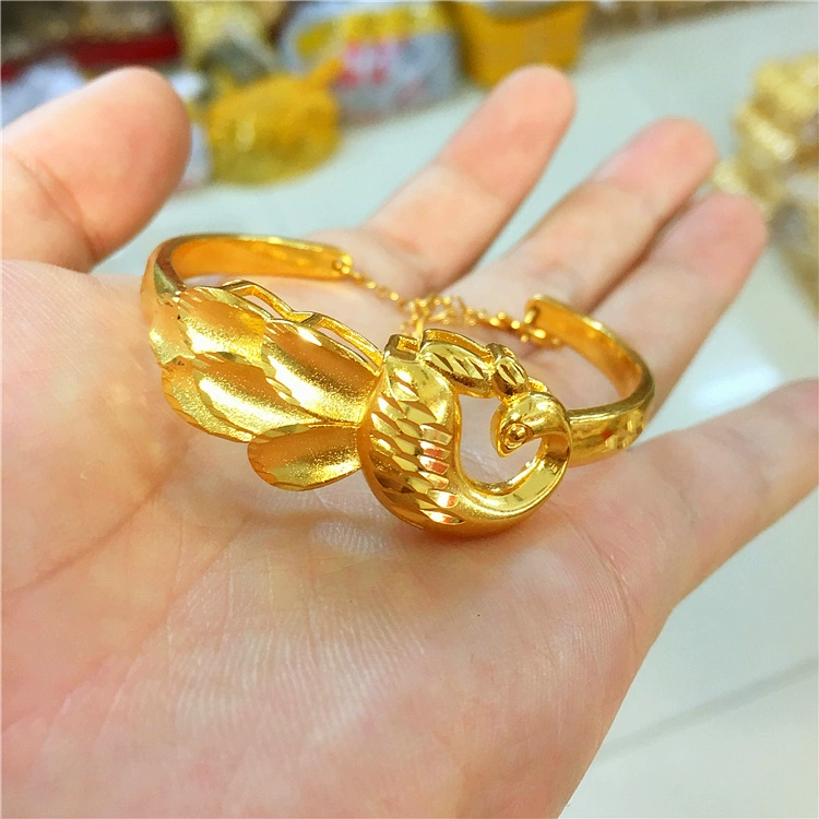 Mạ vàng lily hoa đồ trang sức thanh chà nhám giả vàng gió quốc gia hôn đám cưới mịn vòng đeo tay thời gian dài không phai vòng tay may mắn
