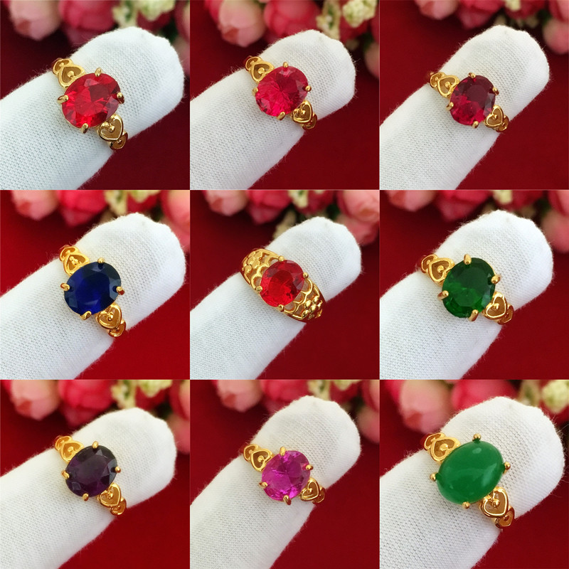 Liên minh châu Âu 24k mạ vàng giả vàng đá quý vòng nữ thời gian dài không phai mờ giả Việt Nam cát vàng ruby ​​vòng