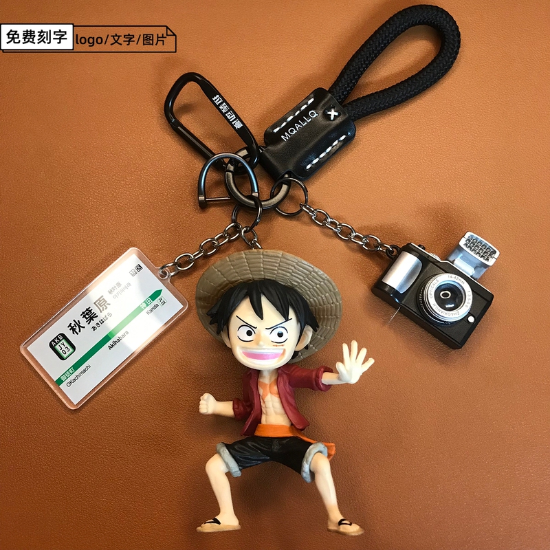 One Piece Anime Keychain Luffy Zoro Pendant Backpack Schoolbag Accessory Creative Gift for Boys with Engraving