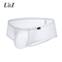 U & I mens high-elastic underwear mens breifs U convex 3D pocket nylon Ice Silk scrotum support half-bag hip shorts head