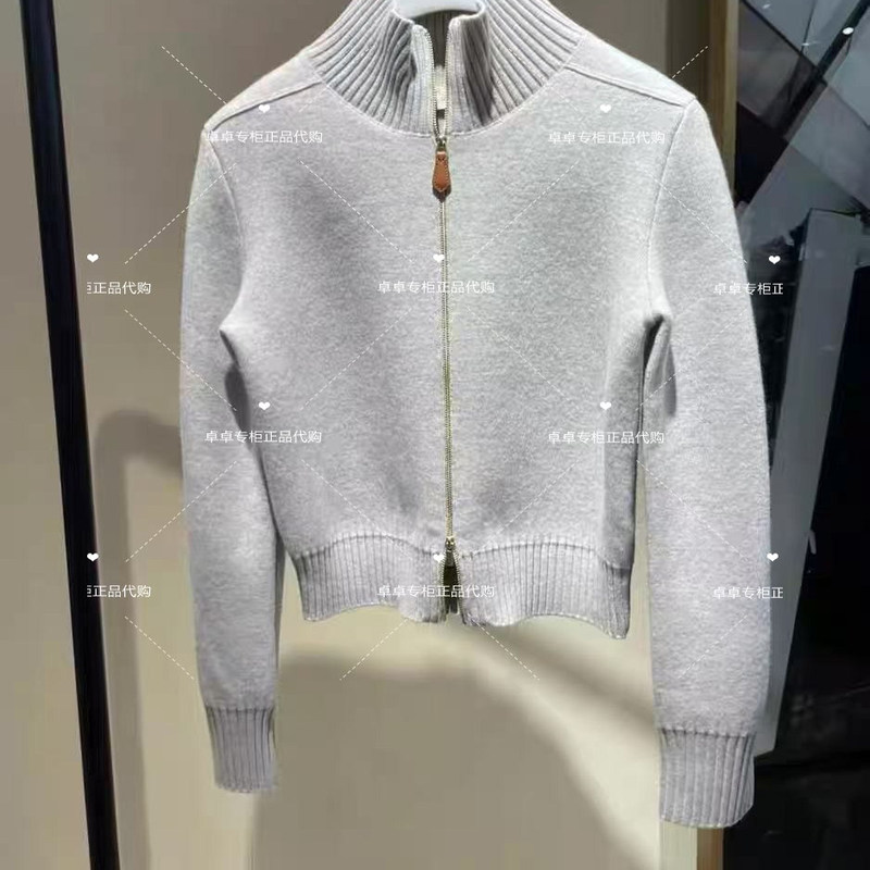 60% off European Boutique 2025 Winter New Wool Double Zipper High-Neck Knitted Cardigan Sweater 1Sy404524F in Stock