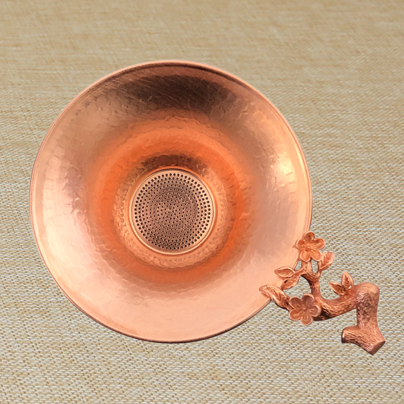 Pure handmade copper copper plum blossom tea filter red copper tea leak pure copper tea filter tea copper tea filter