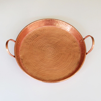 Pure copper fruit plate Handmade hot pot tray Copper plate Wedding plate plate binaural flat plate