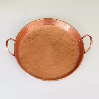 Pure copper fruit plate Handmade hot pot tray Copper plate Wedding plate plate Binaural flat plate