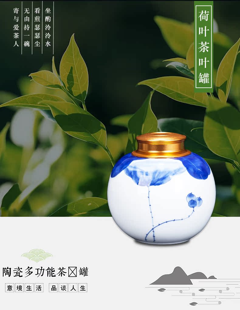 Jingdezhen ceramic save new Chinese blue and white porcelain tea tea caddy fixings home sitting room snacks general storage tank