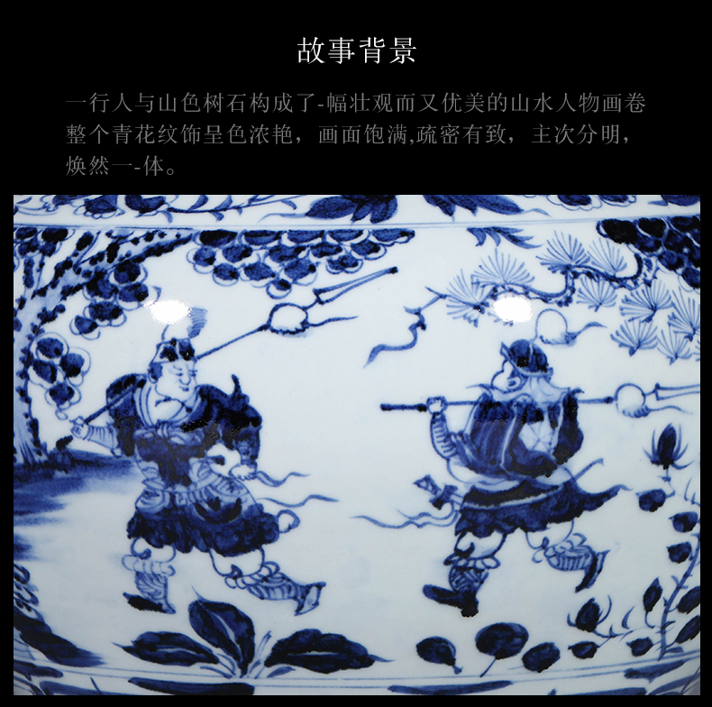 Jingdezhen ceramic retro imitation of yuan blue and white Chinese style household adornment handicraft furnishing articles written down the mountain vase