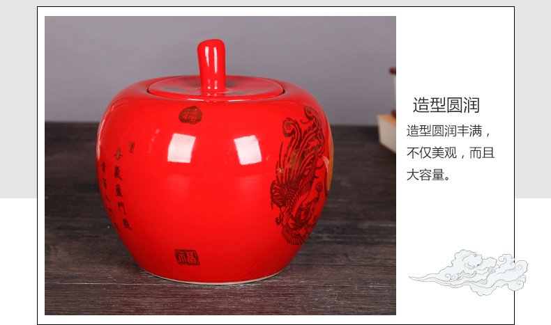 Jingdezhen ceramics China red apple storage tank general living room TV cabinet porcelain household act the role ofing is tasted furnishing articles