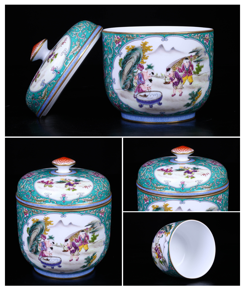 Jingdezhen ceramic manual tong qu caddy fixings of new Chinese style household pu - erh tea seal save receives a large