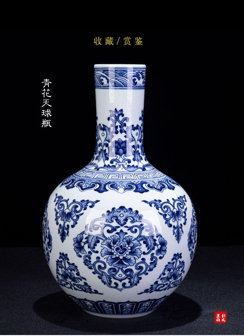 Antique hand - made of blue and white porcelain of jingdezhen ceramics bound branch lotus bottle furnishing articles household act the role ofing is tasted flower arranging, gifts