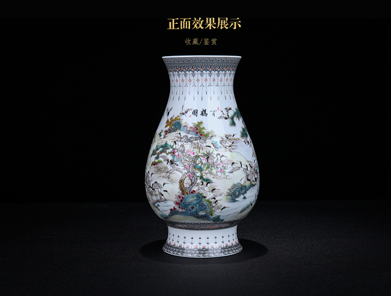 Jingdezhen ceramic hand - made the crane figure blessing barrels decorative furnishing articles home sitting room flower arranging, China arts and crafts