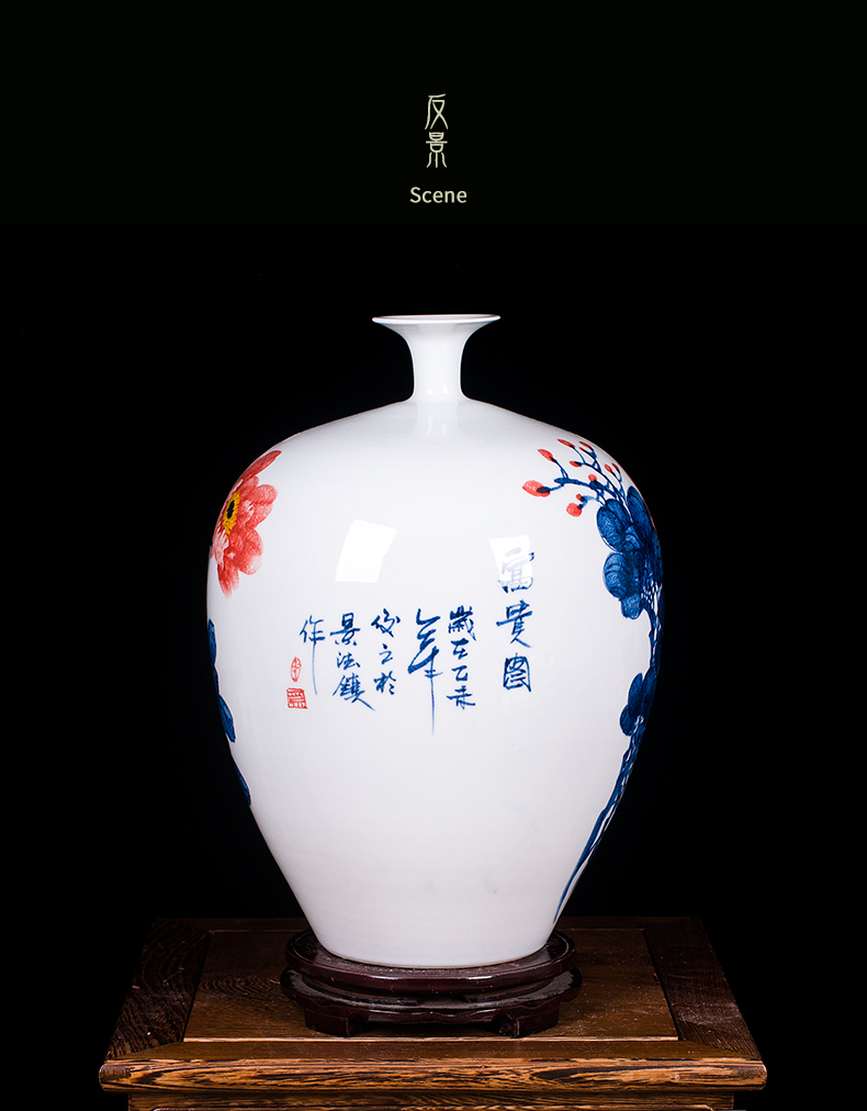 Jingdezhen blue and white peony vases, I and contracted hand - made ceramics decoration furnishing articles modern Chinese style living room