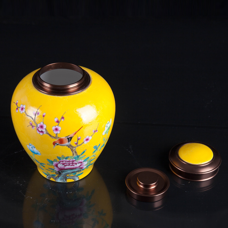 I and contracted jingdezhen ceramics colored enamel painting of flowers and tea storage tank teahouse tea as cans accessories furnishing articles