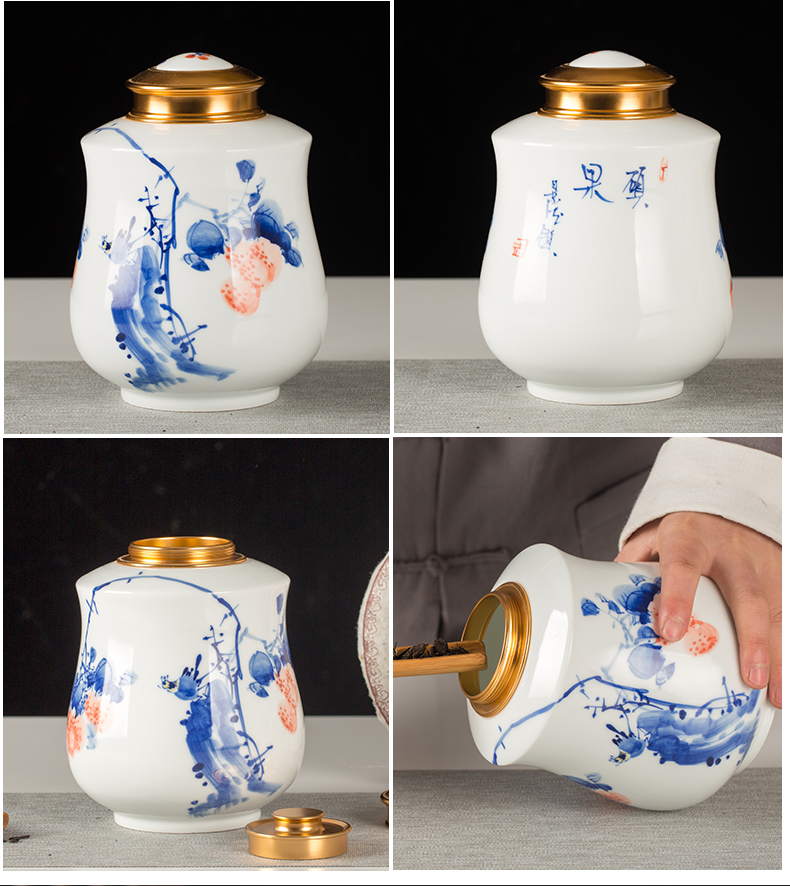 Jingdezhen ceramic tea household decorative furnishing articles caddy fixings general storage sealed as cans ceramic jar