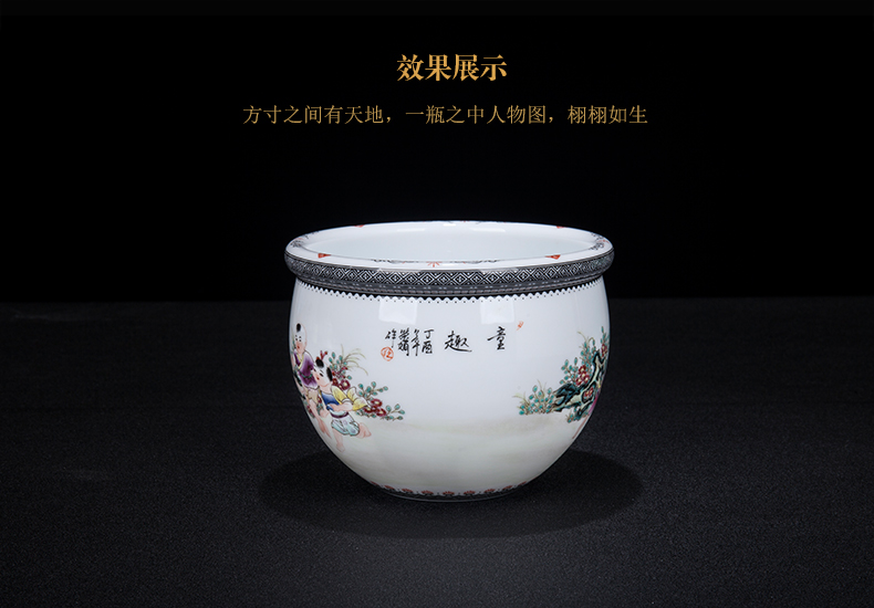 Jingdezhen ceramic new Chinese hand - made tong qu figure lotus seed cylinder decorative furnishing articles rich ancient frame sitting room decoration porcelain