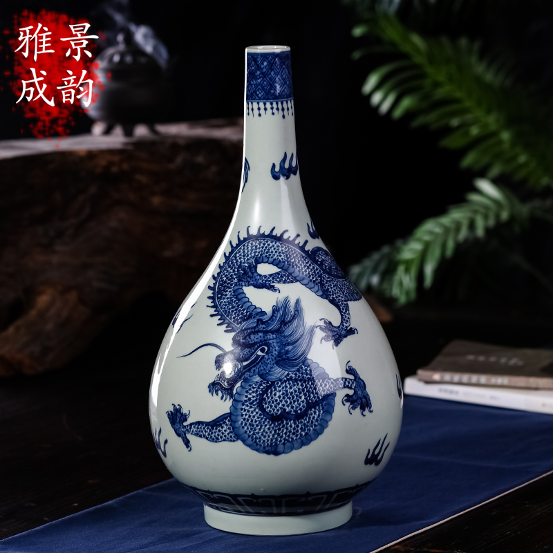 Jingdezhen ceramics porch place decoration vase sitting room office of I and contracted household restoring ancient ways