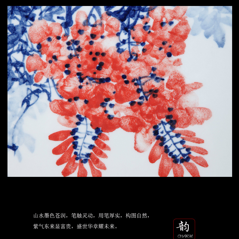 Jingdezhen ceramic decoration have box wood living room hangs a picture of Chinese style household hand - made of blue and white porcelain sabingga sukdun dergici jimbi