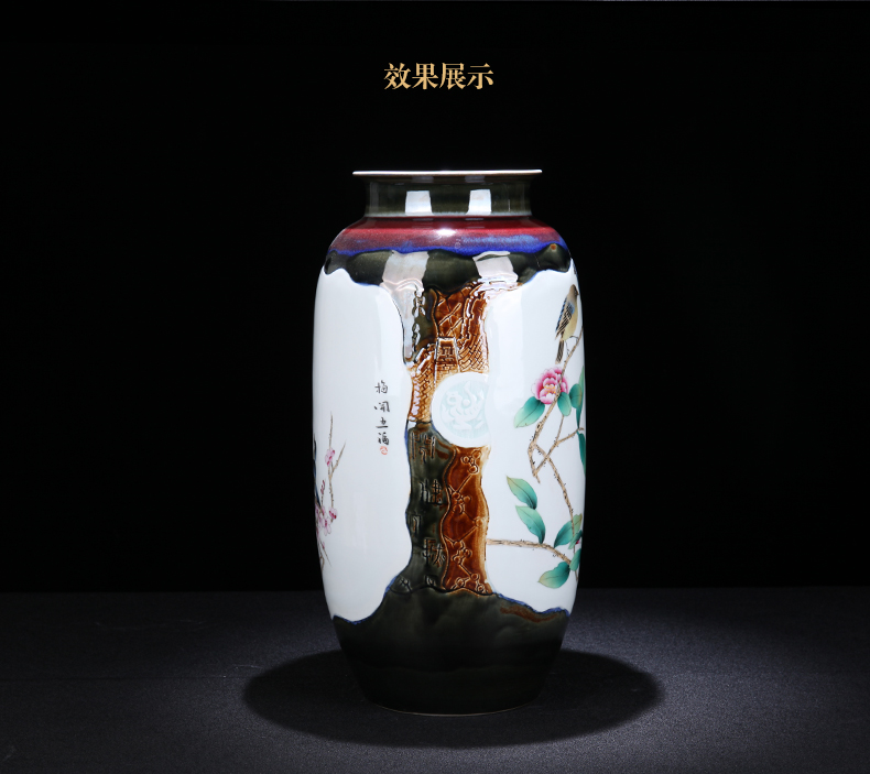 Jingdezhen ceramic new Chinese painting of flowers and place to live in the sitting room porch MeiKaiWuFu vase decoration flower arrangement