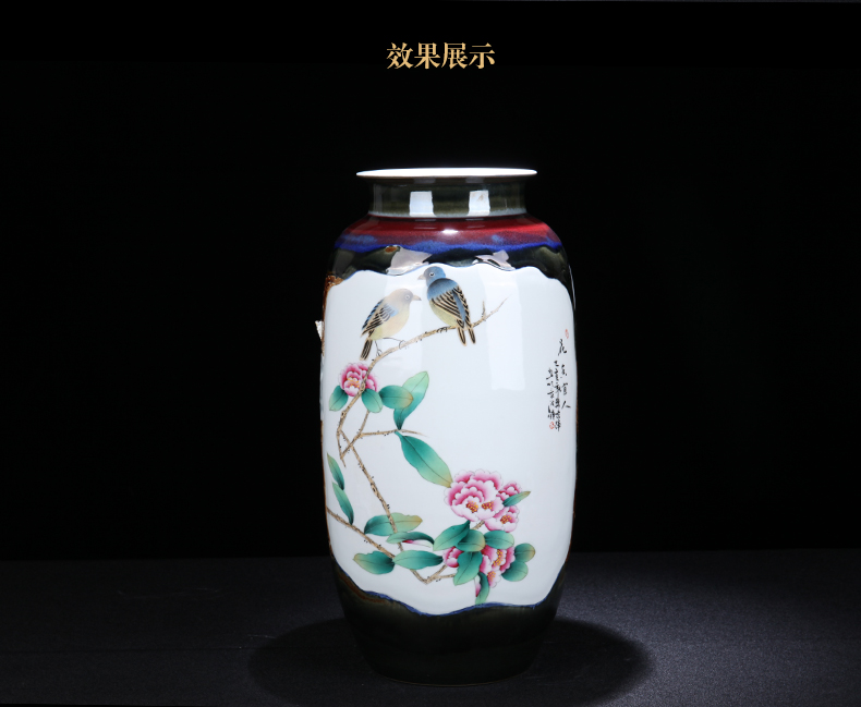 Jingdezhen ceramic new Chinese painting of flowers and place to live in the sitting room porch MeiKaiWuFu vase decoration flower arrangement