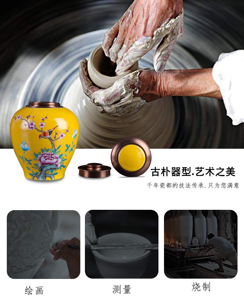 I and contracted jingdezhen ceramics colored enamel painting of flowers and tea storage tank teahouse tea as cans accessories furnishing articles