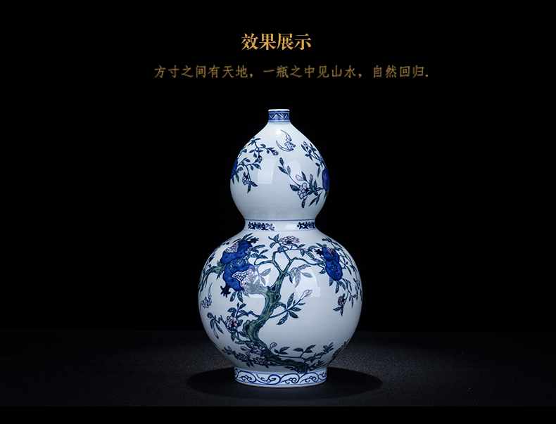 Pomegranates of blue and white porcelain of jingdezhen ceramics hand - made vases, restore ancient ways the large furnishing articles archaize of new Chinese style porch