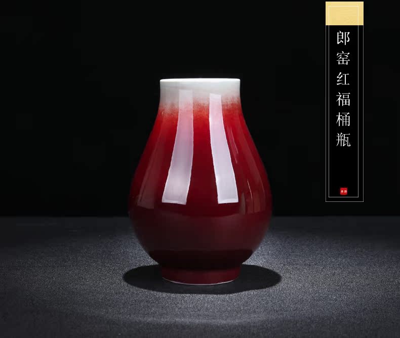 Jingdezhen ceramic new Chinese style ruby red glaze vase decoration place to live in the living room TV cabinet beside the flower porcelain