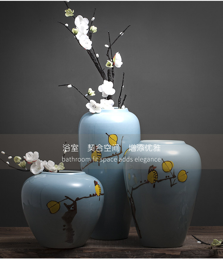 Jingdezhen ceramic painting of flowers and vase of new Chinese style living room small creative furnishing articles decoration hydroponic vase