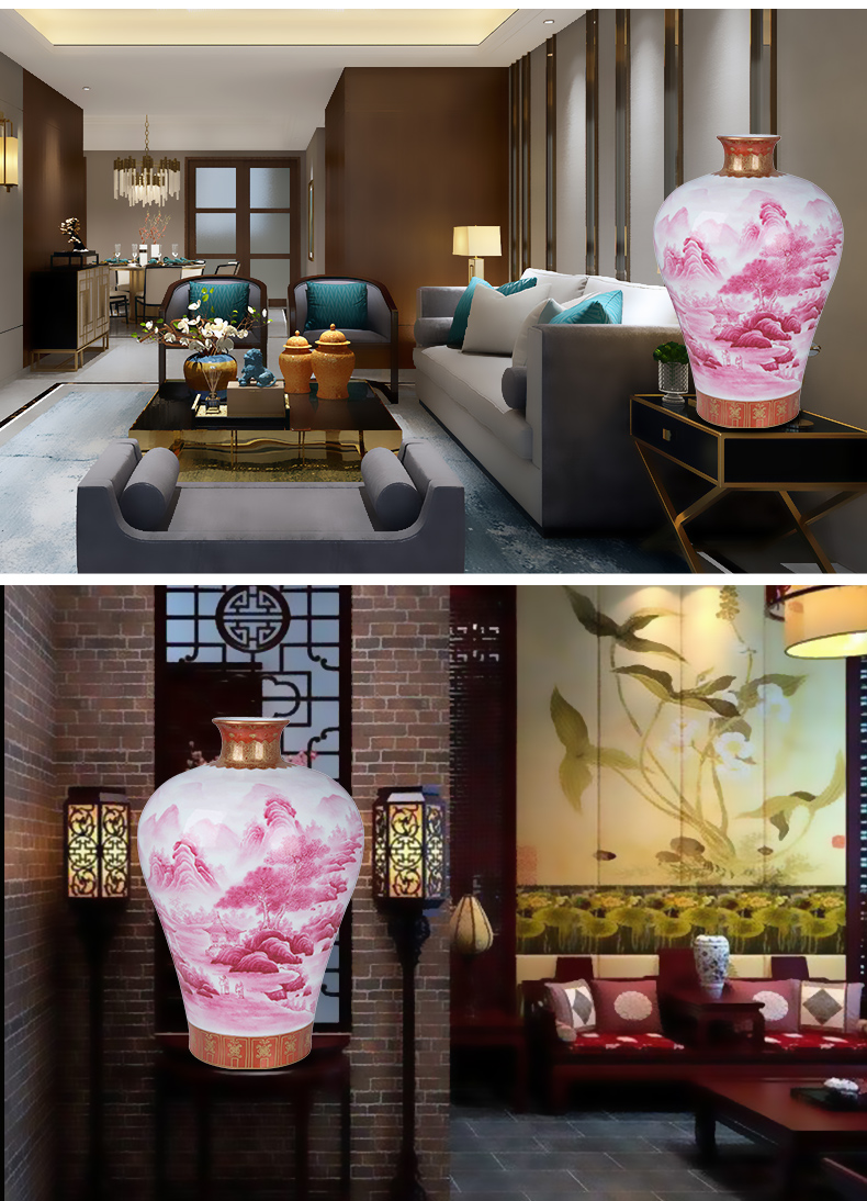 Jingdezhen ceramic craft paint ruby red berries bottled act the role ofing is tasted furnishing articles large living room TV cabinet flower arrangement